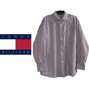 Tommy Hilfiger Men’s Dress Shirt - Size 16.5 34/35 or Large - White Blue Red